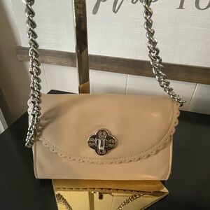 Brighton Cream Crossbody Bag with Silver Chain
